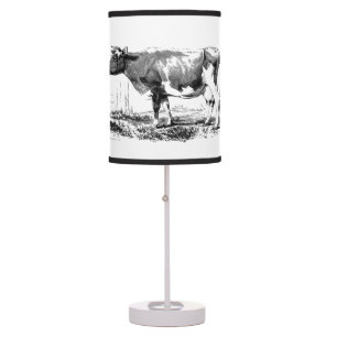Cute vintage farm cow decor table lamp