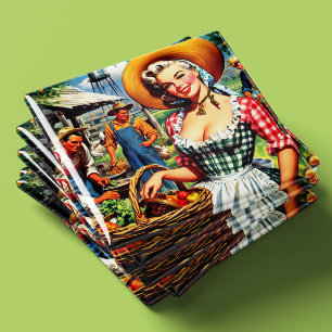 Cute Vintage Farmer Pinup Magnet