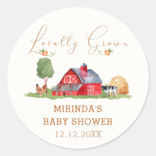 Cute Vintage Farmers Market Barnyard Baby Shower Classic Round Sticker