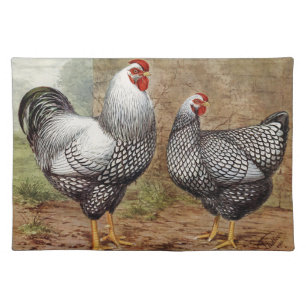Cute vintage Farmhouse rooster hen placemats