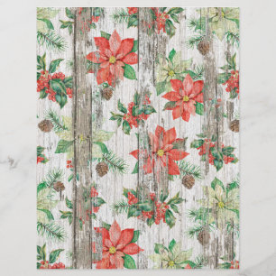 Cute Vintage Faux Wood Christmas Scrapbook Paper