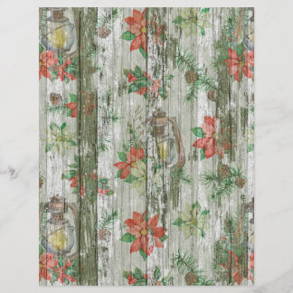 Cute Vintage Faux Wood Christmas Scrapbook Paper