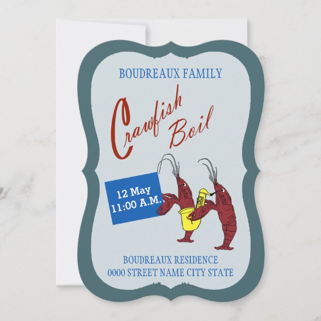 Cute Vintage Feel Crawfish Boil Invitation (Front)