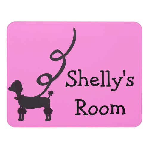 Cute Vintage Fifties Pink Poodle Retro Fun Door Sign