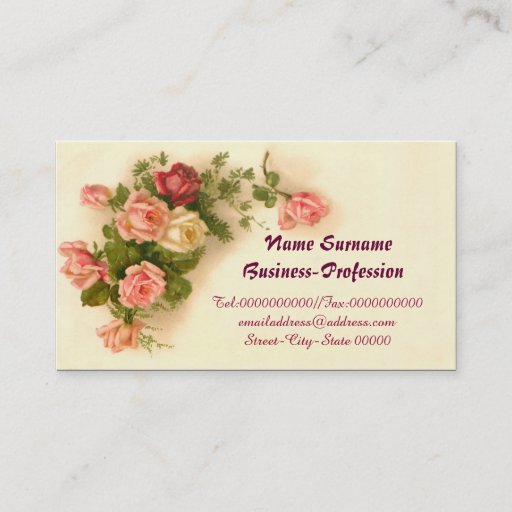 Customizable CUTE VINTAGE FLORAL BUSINESS CARD