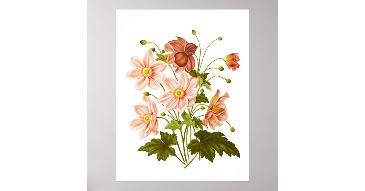 Cute vintage floral decor poster | Zazzle