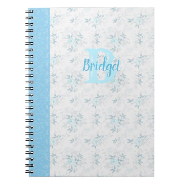 Cute Vintage Floral Design Blue Notebook (Front)