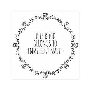 Cute Vintage Floral Frame Book Nameplate Self-inking Stamp