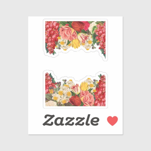 Cute vintage floral garden scrapbook illustration sticker (Sheet)