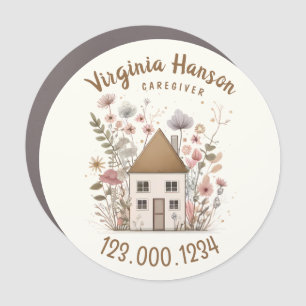 Cute Vintage Floral House Caregiver Business  Car Magnet
