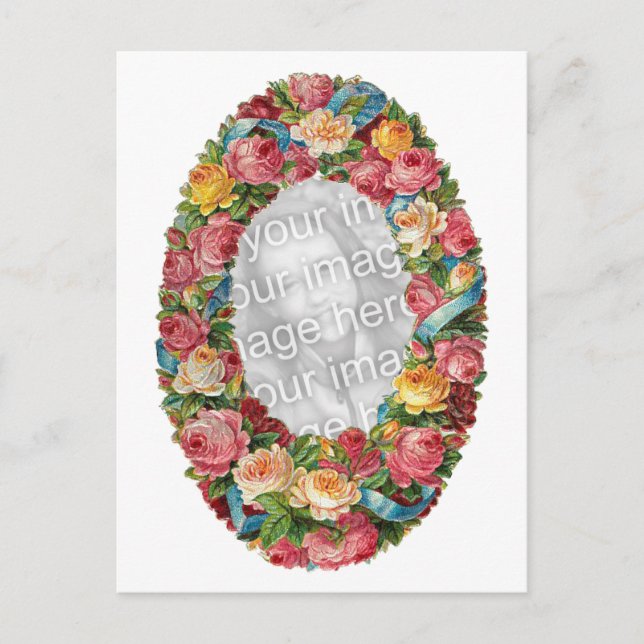 Cute Vintage Floral Photo Template Postcard (Front)