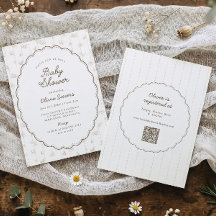 Cute Vintage Floral Tan Oval Frame Baby Shower
