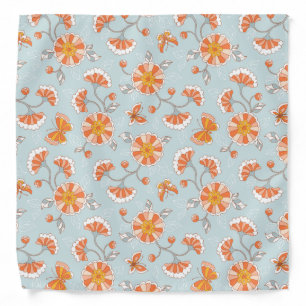 Cute Vintage Flower Butterfly Pattern Bandana