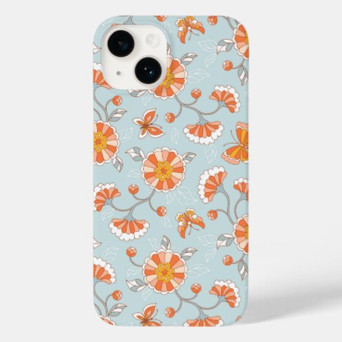 Cute Vintage Flower Butterfly Pattern Case_Mate iPhone 14 Case