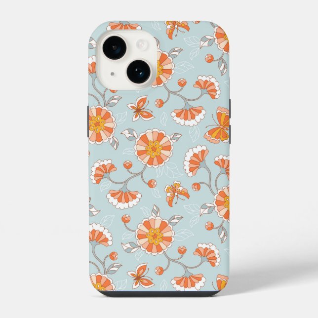 Cute Vintage Flower Butterfly Pattern Iphone Case (Back)
