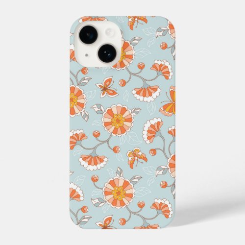 Cute Vintage Flower Butterfly Pattern iPhone 14 Case