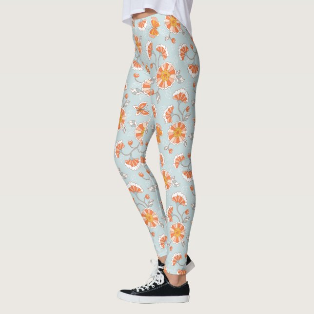 Cute Vintage Flower Butterfly Pattern Leggings (Left)