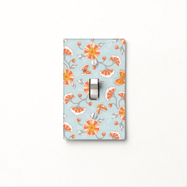 Cute Vintage Flower Butterfly Pattern Light Switch Cover (In Situ)