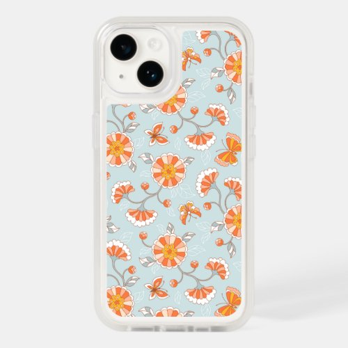 Cute Vintage Flower Butterfly Pattern OtterBox iPhone 14 Case