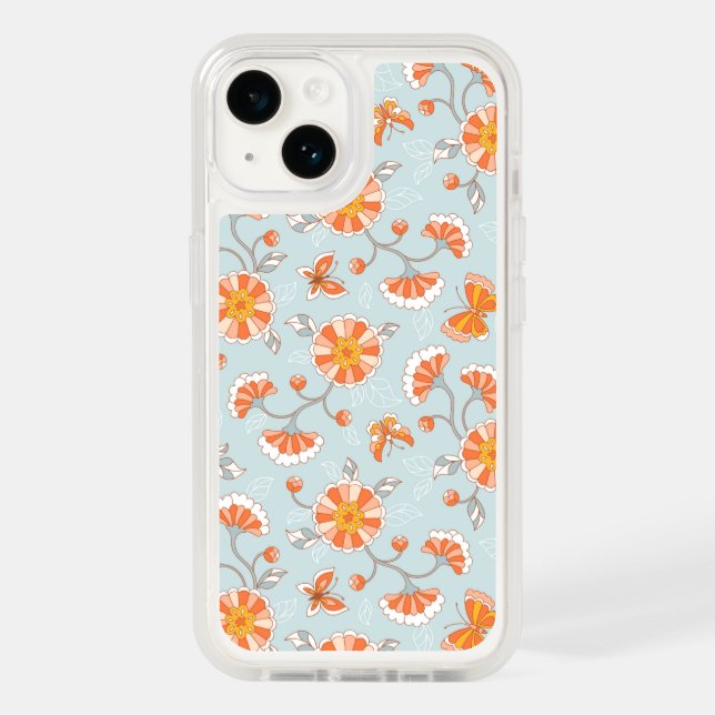 Cute Vintage Flower Butterfly Pattern Otterbox iPhone Case (Back)