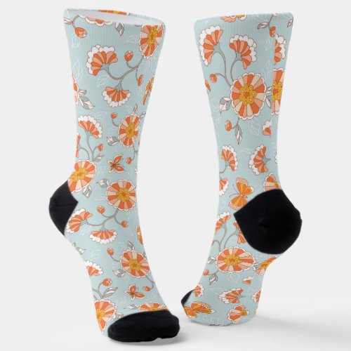 Cute Vintage Flower Butterfly Pattern Socks
