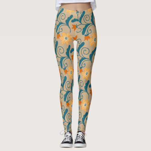 Cute Vintage Flower Pattern Capri Leggins Leggings