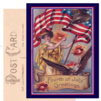 Cute Vintage Fourth of July Patriotic Lady Liberty