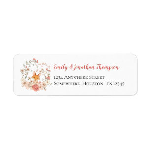 Cute Vintage Fox Florals Return Name Address Label