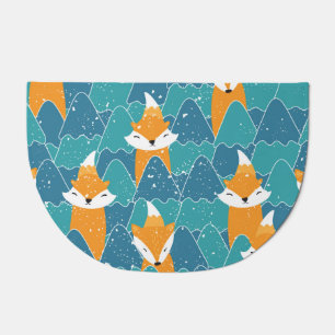 Cute Vintage Foxes Illustration Doormat