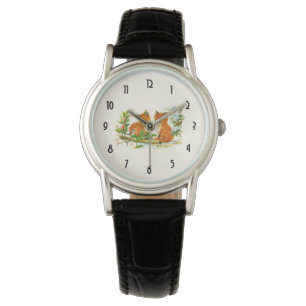 Cute Vintage Foxes Retro Christmas Scene Watch