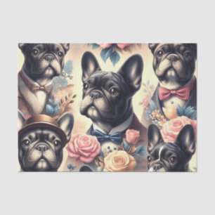 Cute Vintage French Bulldog  Painting Tissue Paper
