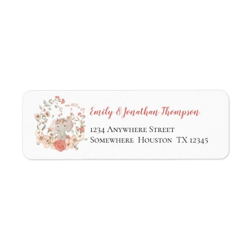 Cute Vintage Girl Elephant Return Name Address Label