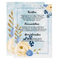 Cute vintage golden floral blue wedding program