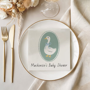Cute Vintage Goose Baby Shower Napkins