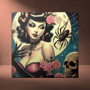 Cute Vintage Goth Girl Ceramic Tile