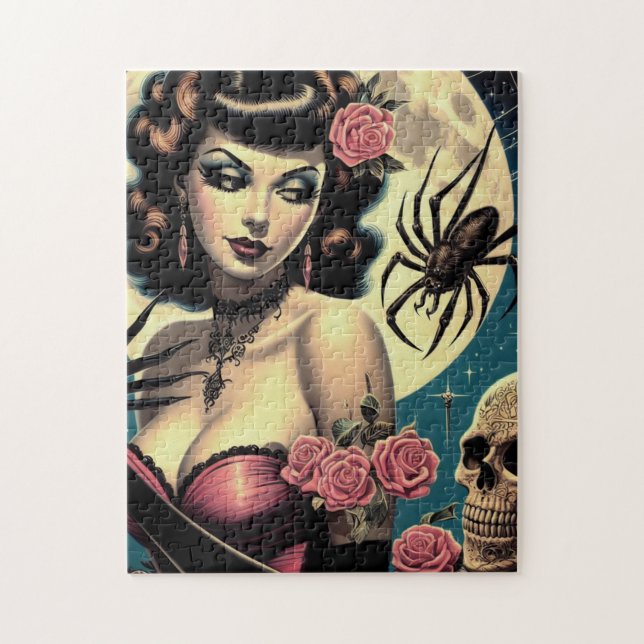 Cute Vintage Goth Girl Jigsaw Puzzle (Vertical)