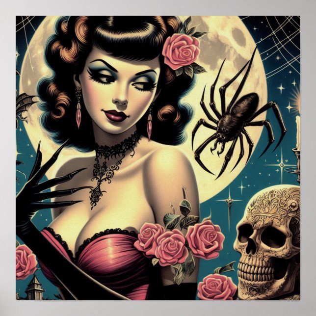Cute Vintage Goth Girl Poster (Front)