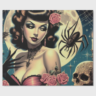 Cute Vintage Goth Girl Wrapping Paper