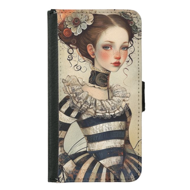Cute Vintage Gothic Girl  Samsung Galaxy Wallet Case (Front)