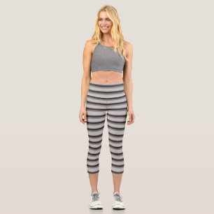 Cute vintage gray blue stripes capri leggings