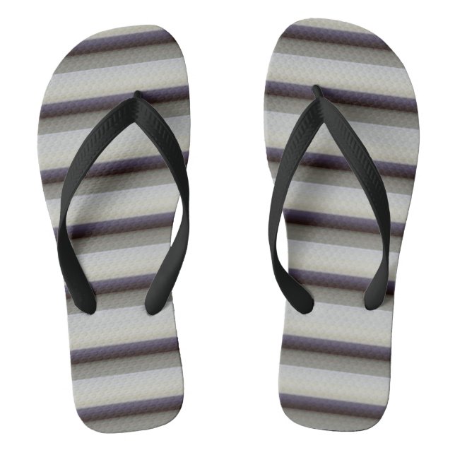 Cute vintage gray blue stripes  flip flops (Footbed)