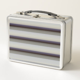Cute vintage gray blue stripes  metal lunch box