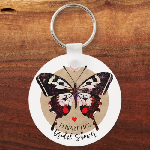  Cute Vintage Grunge Butterfly And Hearts Add Name Keychain