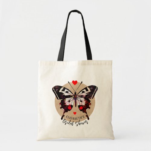  Cute Vintage Grunge Butterfly And Hearts Add Name Tote Bag
