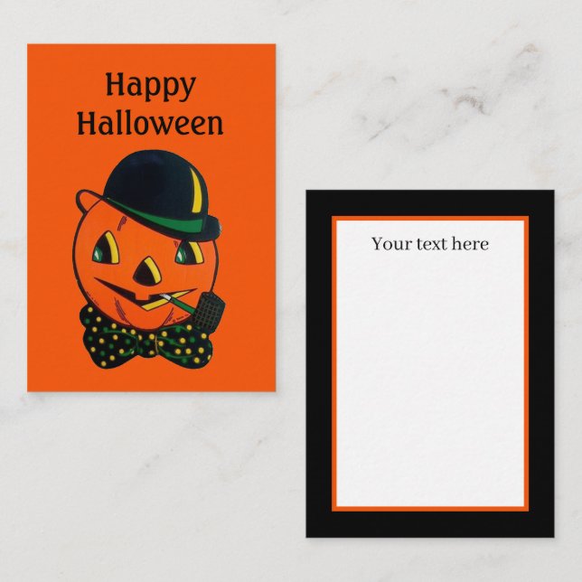 cute vintage Halloween pumpkin add text Note Card (Front/Back)