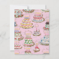 Cute Vintage Happy Birthday Cakes Card