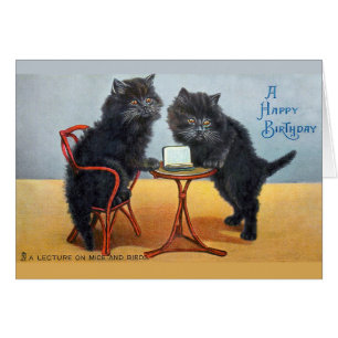 Cute Vintage Happy Birthday Cat Cards