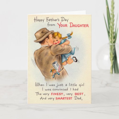 Cute Vintage Happy fathers Day Card From Daughter