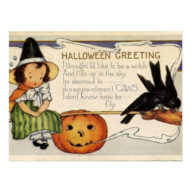 Cute Vintage Happy Halloween Greeting Postcard