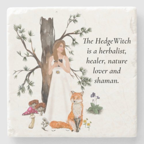 Cute Vintage Hedge Witch Positive Quote Fox Stone Coaster